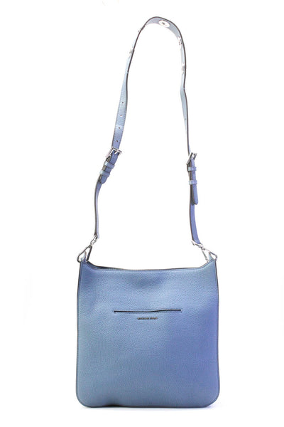 Michael Michael Kors Womens Pebbled Leather Turnlock Shoulder Bag Handbag Blue