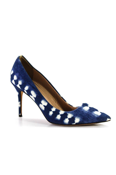 J Crew Womens Pointed Toe Pumps Blue White Size 7.5