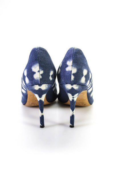 J Crew Womens Pointed Toe Pumps Blue White Size 7.5