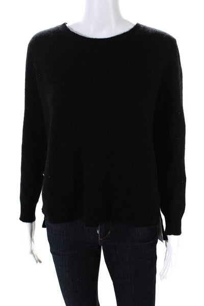 White + Warren Womens Crew Neck Solid Cashmere Sweater Black Size Medium