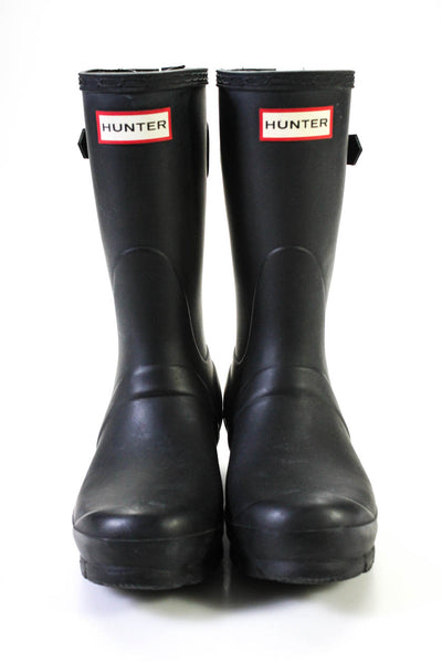 Hunter Womens Buckle Closure Round Toe Low Heel Tall Black Rain Boots Size 6