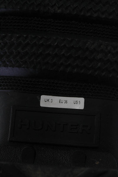Hunter Womens Buckle Closure Round Toe Low Heel Tall Black Rain Boots Size 6