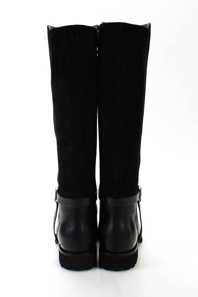 Longchamp Womens Leather Buckle Knee High Boots Black Size 7