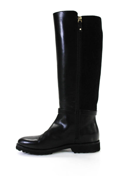 Longchamp Womens Leather Buckle Knee High Boots Black Size 7