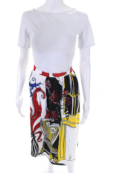 Rochas Women's Midi Skirt With Abstract Graphic Print Multicolor Size M With Tag