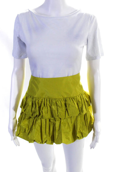 Molly Goddard Women's Layered Ruffle Mini Skirt Size 6 Green