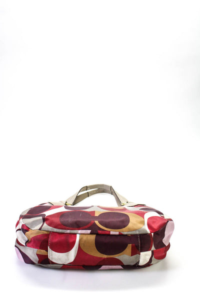 Coach Womens Leather Trim Gold Logo Canvas Shoulder Handbag Multicolor