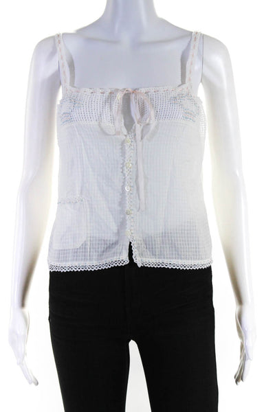 Ralph Lauren Blue Label Womens Open Knit Tank Top White Cotton Size 6