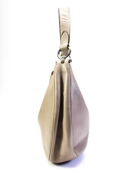 Coach Womens Leather Gold Tone Shoulder Handbag Beige