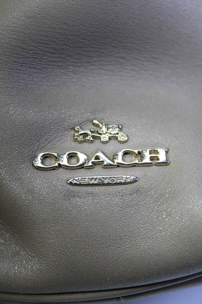 Coach Womens Leather Gold Tone Shoulder Handbag Beige