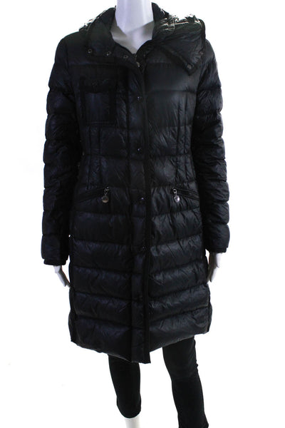 Moncler Womens Long Sleeve Front Zip Hooded Down Jacket Black Size 2