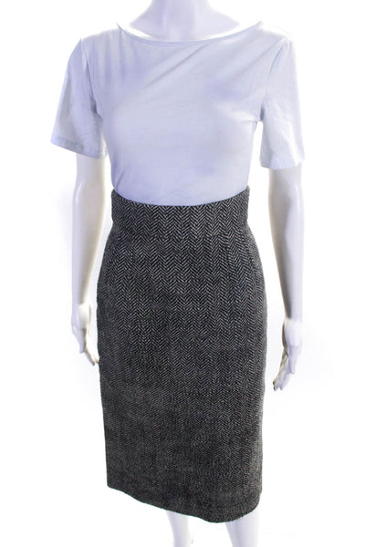 Dolce & Gabbana Women's Wool Blend Mid Calf Pencil Skirt Black/White Size 44