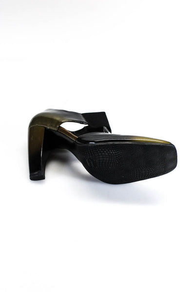 Prada Womens Block Heel Ombre Ankle Strap Pumps Brown Patent Leather Size 37