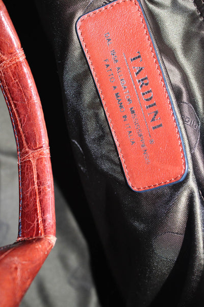 Tardini Womens American Alligator Leather Duffle Luggage Handbag Brown