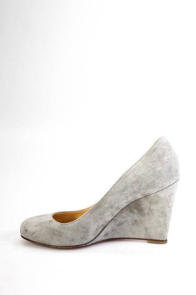 Christian Louboutin Womens Slip On Wedge Heel Pumps Gray Suede Size 36
