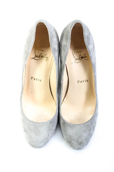 Christian Louboutin Womens Slip On Wedge Heel Pumps Gray Suede Size 36