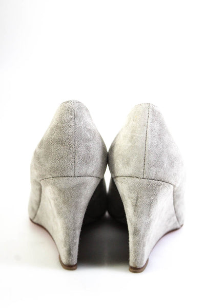 Christian Louboutin Womens Slip On Wedge Heel Pumps Gray Suede Size 36