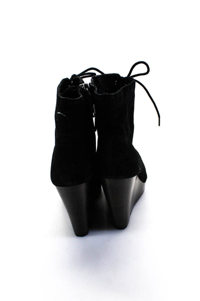 Coach Womens Black Suede Lace Up Platform Ankle Boots Shoes Size 8.5B