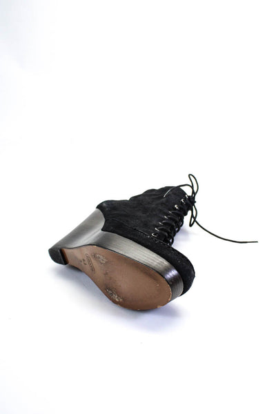 Coach Womens Black Suede Lace Up Platform Ankle Boots Shoes Size 8.5B