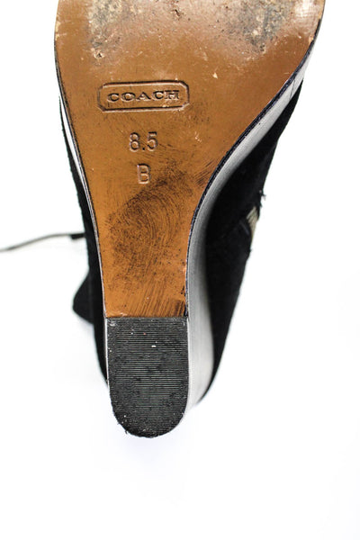 Coach Womens Black Suede Lace Up Platform Ankle Boots Shoes Size 8.5B