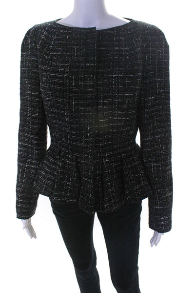 Giambattista Valli Womens Peplum Tweed Jacket  Black And White  Size 44