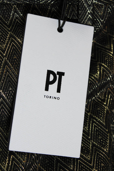 PT Torino Womens CD New Work Stretch Lurex Jacquard Gold  Size 48