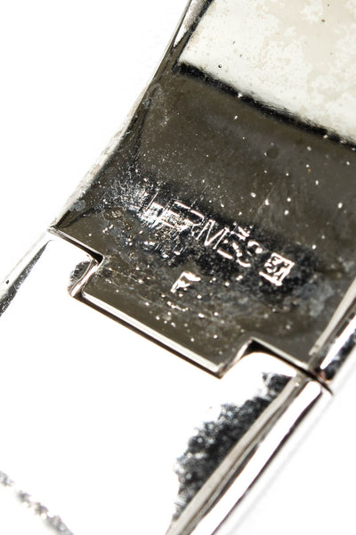 Hermes Womens Wide Clic Clac H Bracelet Craie Palladium Plated   PM