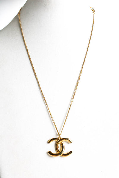 Chanel Womens Vintage CC Logo Pendant Necklace