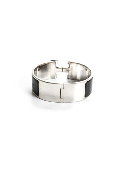 Hermes Womens Wide Clic Clac H Bracelet Noir Palladium Plated   PM