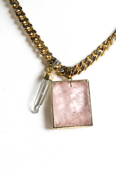 Crystal Haze Womens Multi Pendant Necklace Set 18k Gold Plated Brass