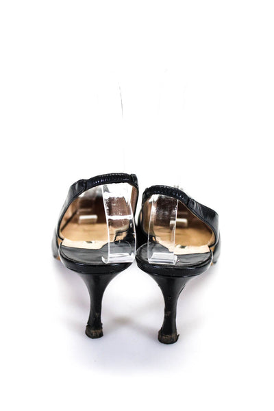 Manolo Blahnik Womens Pointed Slingback Dorsay Pumps Black Leather Size 37