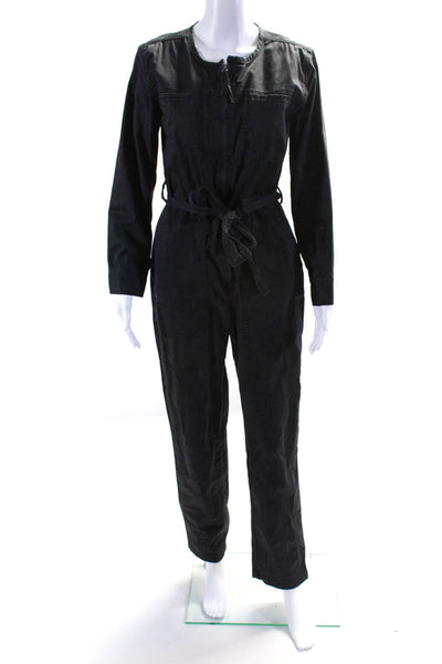Alex Mill Womens Zipper Front Long Sleeve With Belt Jumpsuit Black Size XS