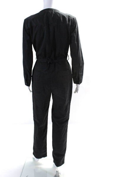 Alex Mill Womens Zipper Front Long Sleeve With Belt Jumpsuit Black Size XS