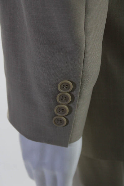 Stafford Mens Two Button Split Hem Blazer Pleated Pants Suit Beige Size 38R