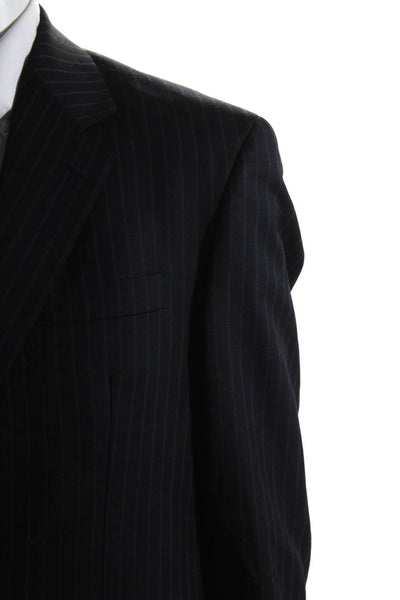 Lauren Ralph Lauren Mens Striped Pleated Front Suit Black Size 40 Regular/34