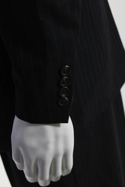 Lauren Ralph Lauren Mens Striped Pleated Front Suit Black Size 40 Regular/34