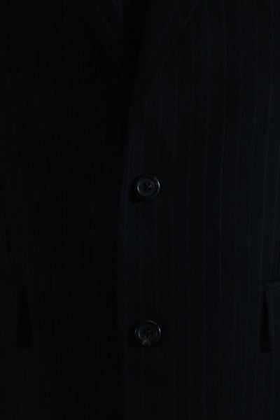 Lauren Ralph Lauren Mens Striped Pleated Front Suit Black Size 40 Regular/34