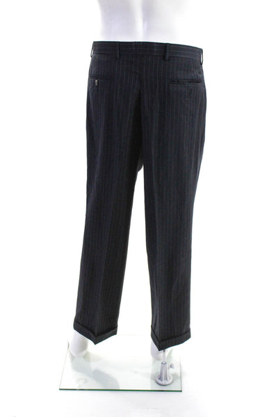 Lauren Ralph Lauren Mens Striped Pleated Front Suit Black Size 40 Regular/34