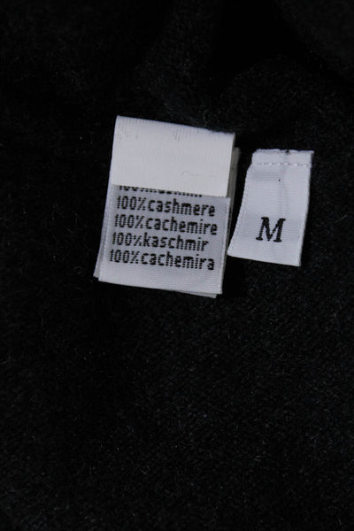 Rossopuro Womens Cashmere Button Up Short Sleeve Cardigan Sweater Black Size M
