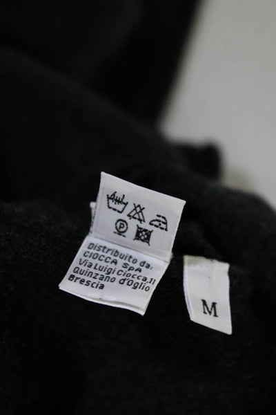 Rossopuro Womens Cashmere Button Up Short Sleeve Cardigan Sweater Black Size M