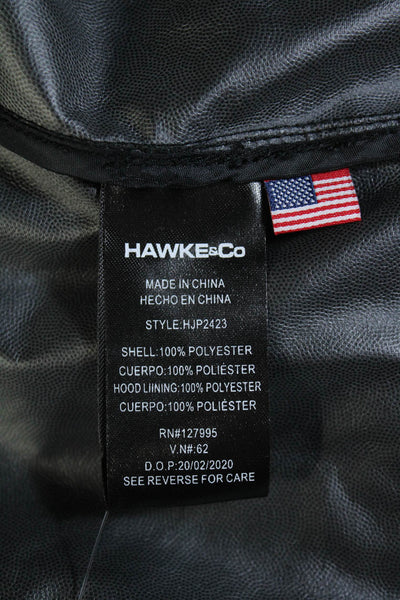 Hawke & Co Mens Hooded Zipped Long Sleeve Windbreaker Jacket Black Size L