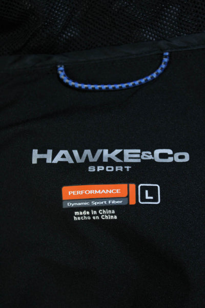 Hawke & Co Mens Hooded Zipped Long Sleeve Windbreaker Jacket Black Size L