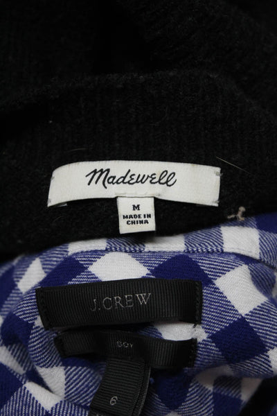 J Crew Madewell Womens Button Down Shirt Turtleneck Sweater Black Size 6 M Lot2