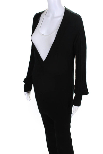Maje Women's Long Sleeve V Neck Sweater Black Size T2