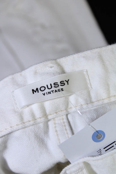 Moussy Womens High Waist Ankle Fray Skinny Jeans White Light Blue Size 25