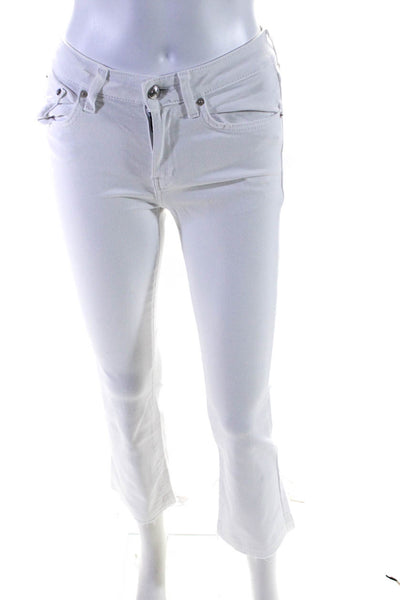 10 Crosby Derek Lam Womens Gia Cropped Mid Rise Flare Jeans White Size 24