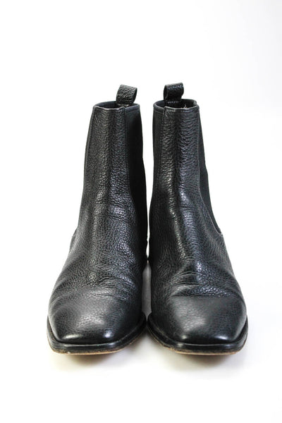 LoQ Womens Black Leather Blocked Heel Ankle Boots Shoes Size 6