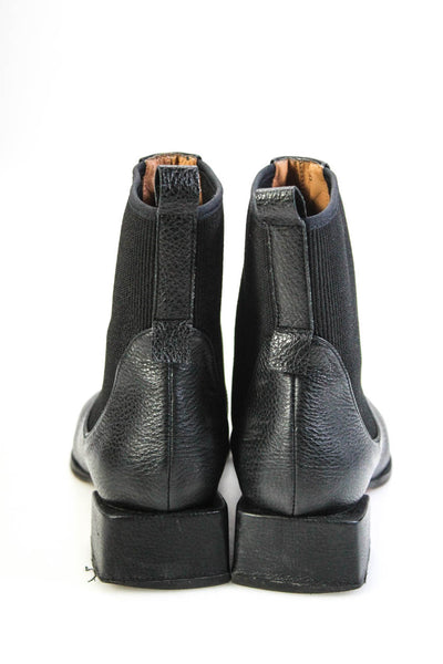 LoQ Womens Black Leather Blocked Heel Ankle Boots Shoes Size 6