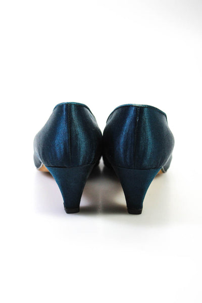Vanessa Noel Womens Satin Pumps Jewel Blue Size 35.5 5.5