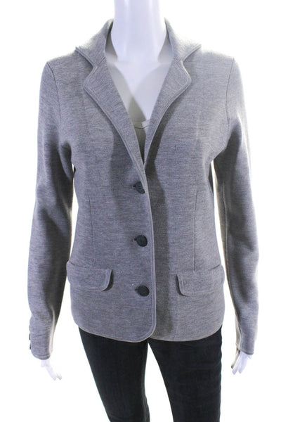 Worth Womens Wool Button Down Blazer Cardigan Gray Size S